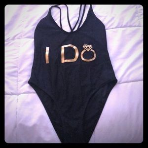 “I Do” Black Bathing Suit NWOT